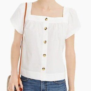 J.Crew Square Neck Button Down White Blouse XXL